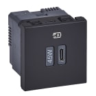 Legrand - Prise simple USB Mosaic Type-C 45W Power Delivery 2 modules - noir