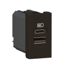Legrand - Prise USB Type-A+Type-C 3A Mosaic - 1 module noir pour poste de travail