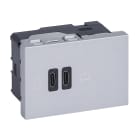 Legrand - Prise double USB Mosaic Type-C 63W Power Delivery 3 modules - alu