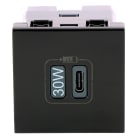 Legrand - Prise simple USB Mosaic Type-C 3A 30W power delivery 2 modules - noir mat