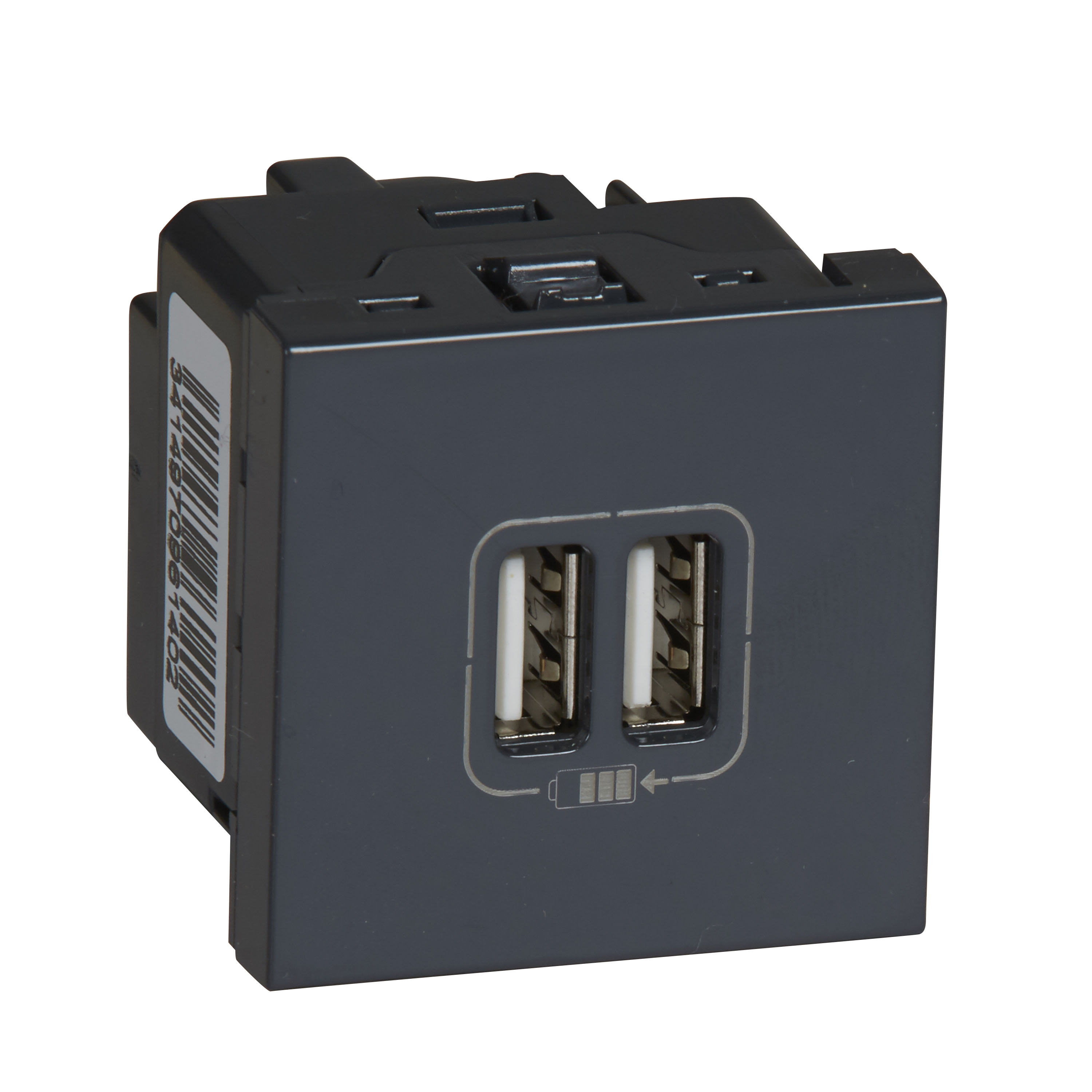 Legrand - Chargeur 2 USB Type-A 2,4A 5V= 12W Mosaic 2 modules 230V - anthracite