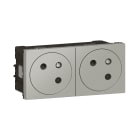 Legrand - Prise 2x2P+T Surface Mosaic Link à raccordement latéral 4 modules - alu