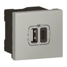 Legrand - Prise USB Type-A + USB Type-C 3A 15W Mosaic Link 230V - 2 modules noir alu