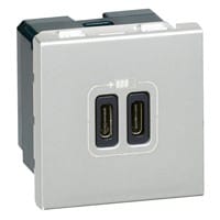 Legrand - Prises 2 USB Type-C 3A 5V= 15W Mosaic 2 modules 230V - alu
