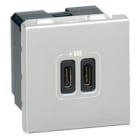 Legrand - Prises 2 USB Type-C 3A 5V= 15W Mosaic 2 modules 230V - alu