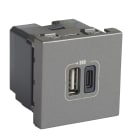 Legrand - Prise USB Type-A + USB Type-C 3A 5V= 15W Mosaic 2 modules 230V - alu