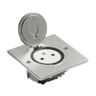 Legrand - Prise de sol simple 2P+T Surface 16A 250V avec platine carrée - inox brossé