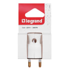 Legrand - Fiche mâle avec terre plastique - sortie du câble par le dessous -blister -blanc