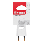Legrand - Fiche plate mâle sans terre plastique - avec anneau extraction - blister - blanc