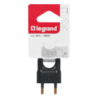 Legrand - Fiche plate mâle sans terre plastique - avec anneau extraction - blister - noir