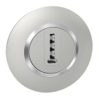 Legrand - Prise téléphone en T dooxie avec plaque ronde alu avec bague effet chrome