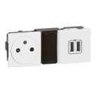 Legrand - Prise Surface + chargeur 2 USB Type-A Mosaic précâblée 5 modules - blanc