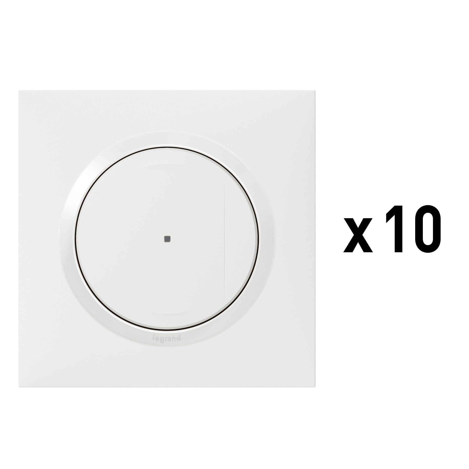 Legrand - Lot de 10 interrupteurs (option variateur) connectés dooxie with Netatmo - blanc