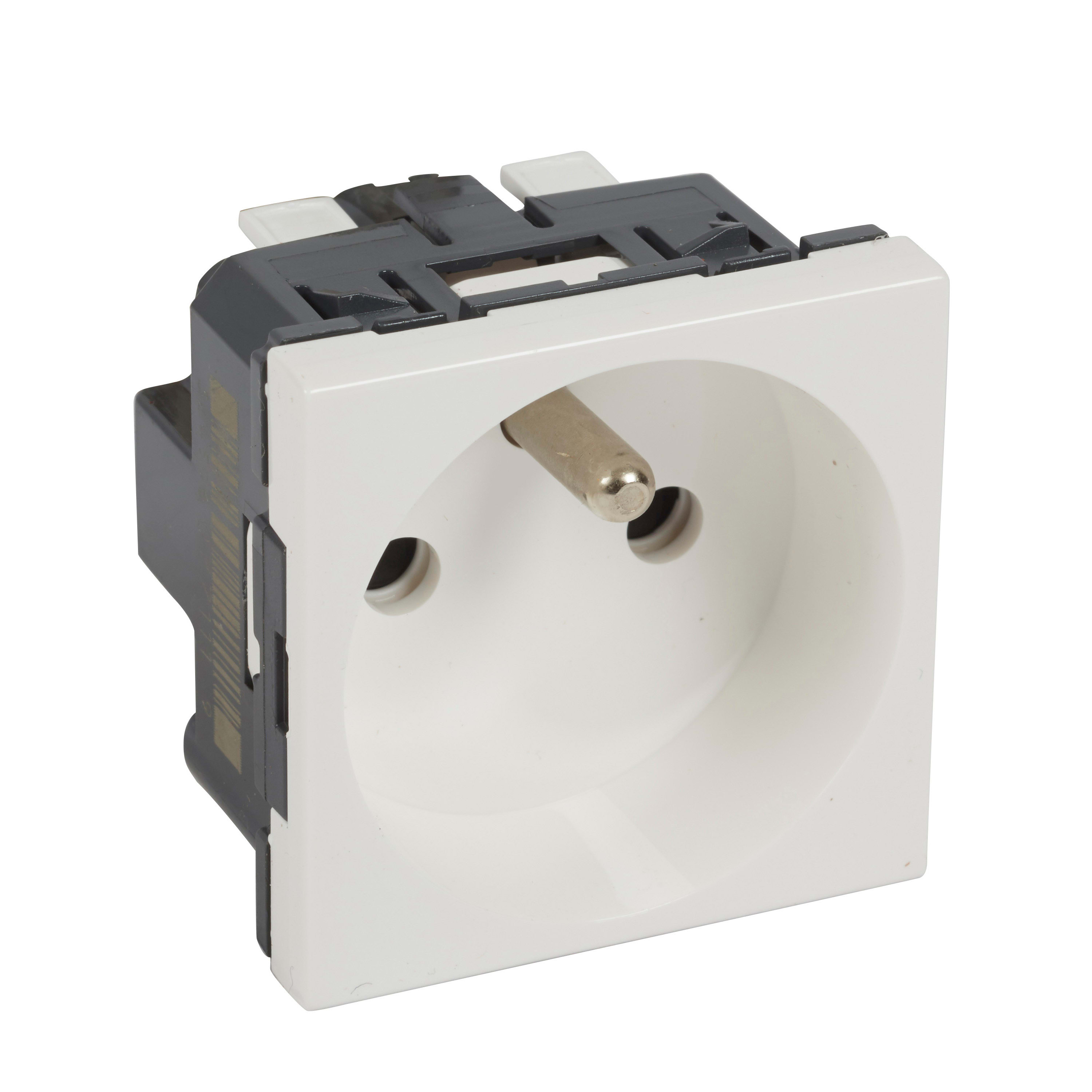 Legrand - Prise de courant 2P+T Mosaic 2 modules connexion bornes automatiques - blanc