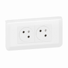Legrand - 2x2P+T Surface Mosaic Link à 45° précâblée + plaque + boite à encastrer - blanc