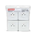 Legrand - Lot de 4 prises de courant Surface Mosaic blanc complet avec plaque
