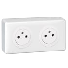 Legrand - Double prise de courant Céliane Surface avec plaque + cadre saillie - Blanc
