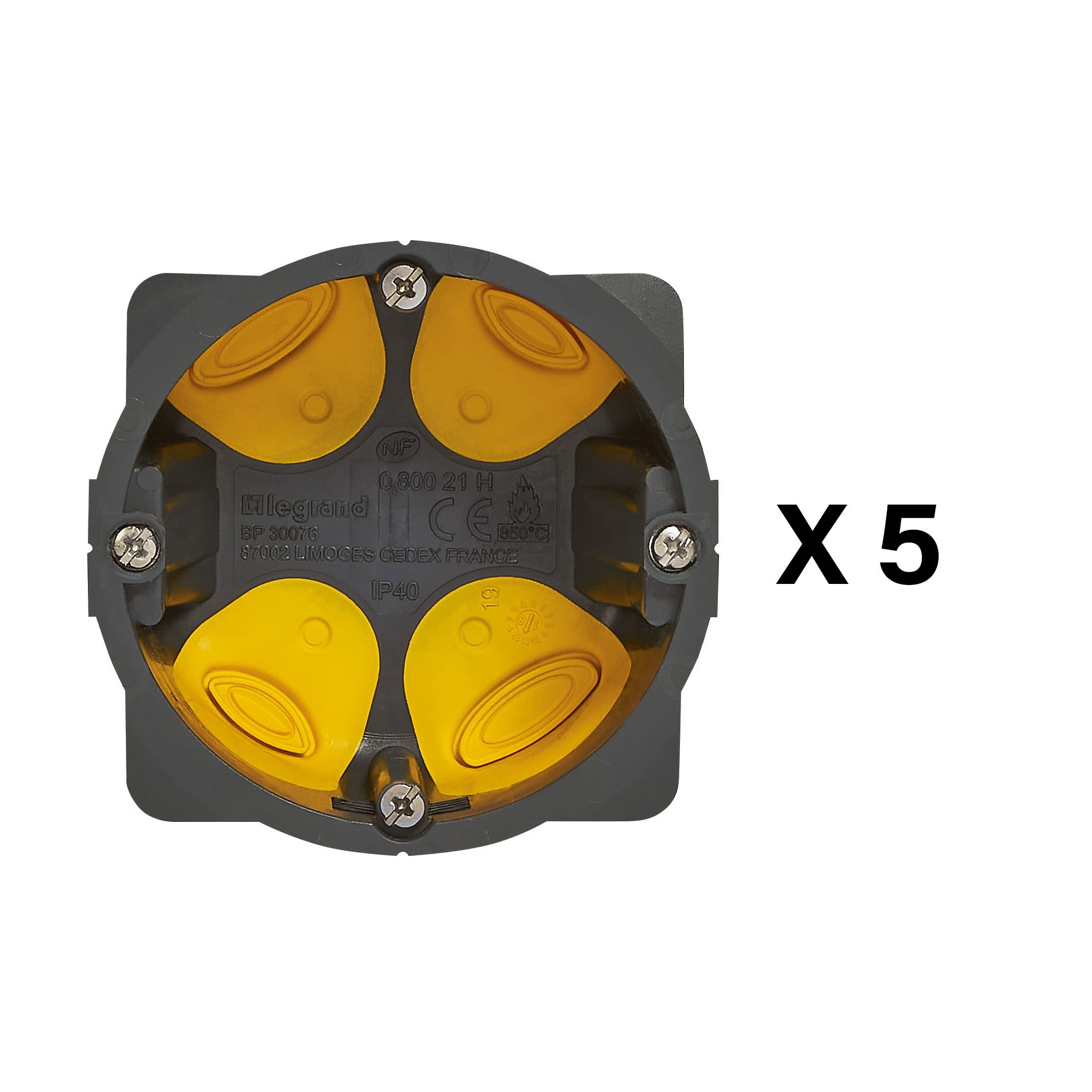Legrand - Lot de 5 boîtes Eco Batibox - 5 x 1 poste - profondeur 40mm