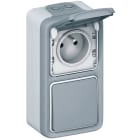Legrand - Interrupteur ou va-et-vient + prise avec terre Plexo saillie vertical - Gris