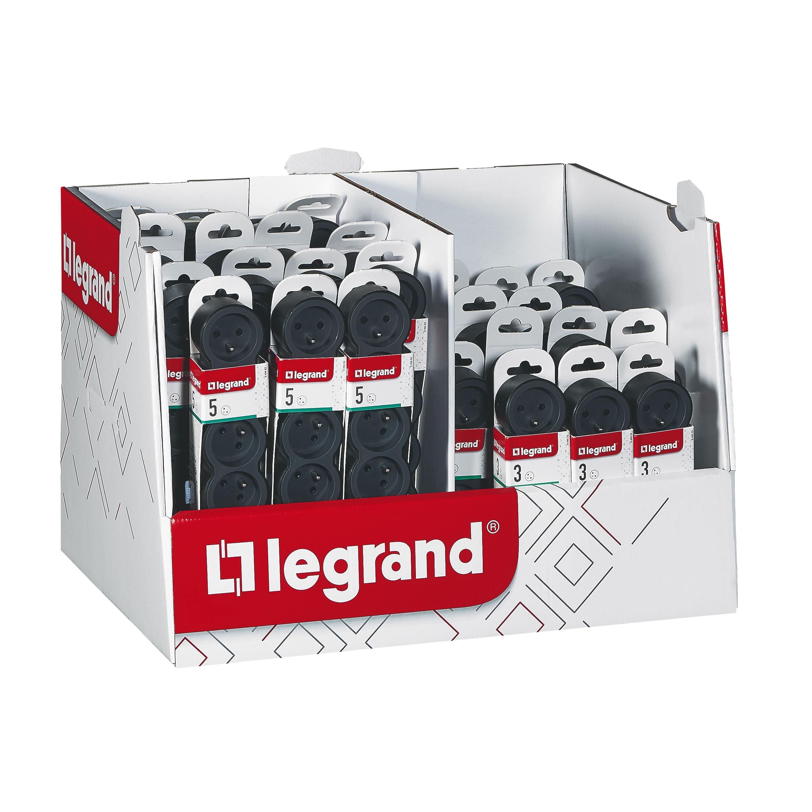 Legrand - Mini Box - Multiprise 3x2P+T et 5xP+T 16A 230V-3680W - inter ON/OFF - N
