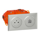 Legrand - Kit prise Surface + chargeur 2 USB TypeA dooxie 3A précâblés finition alu