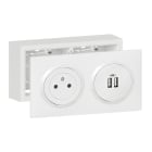 Legrand - Kit prise Surface + chargeur 2 USB TypeA dooxie 3A avec cadre saillie - blanc