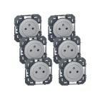 Legrand - Lot de 6 prises de courant avec terre Surface dooxie - aluminium