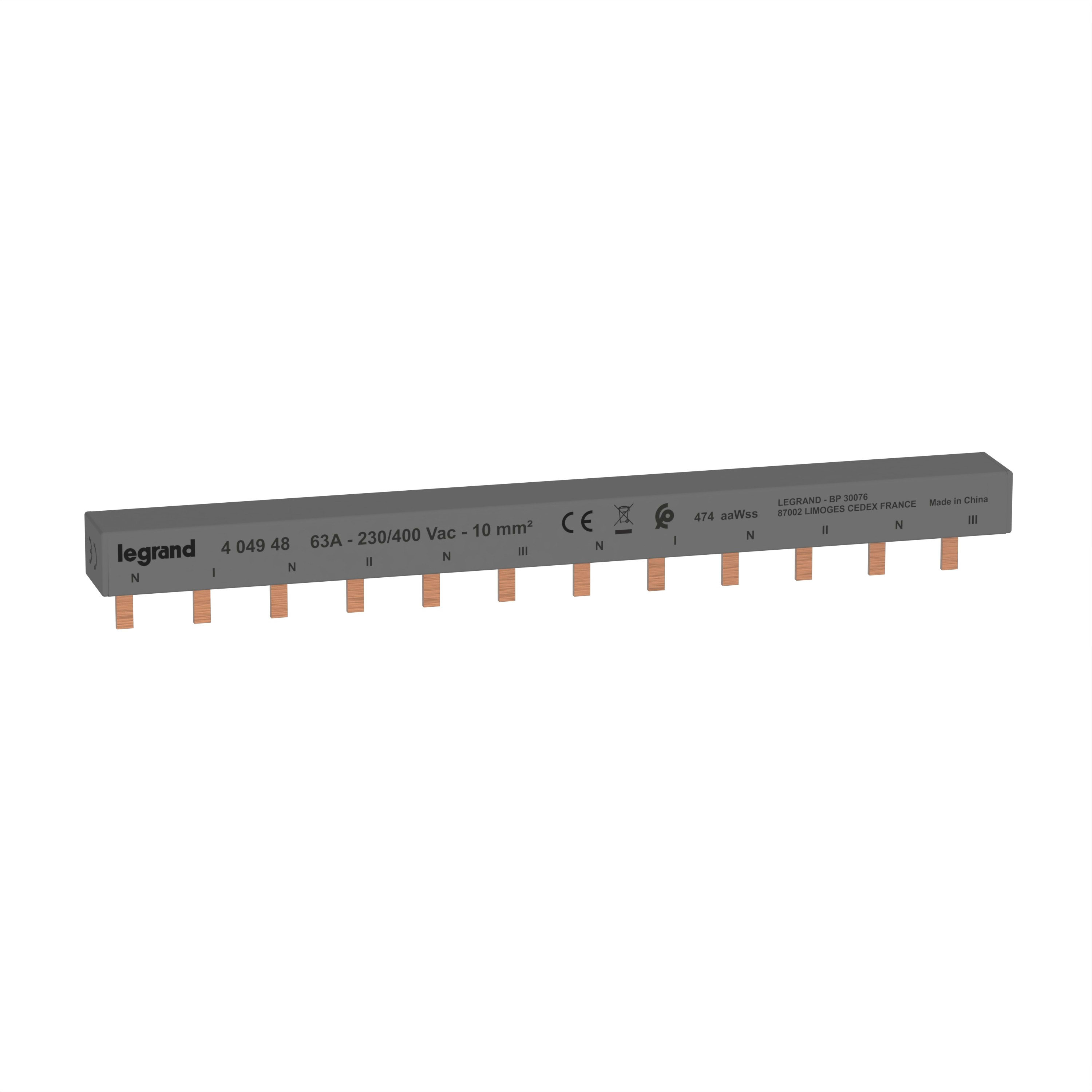 Legrand - Peigne d'alimentation 2P HX3 équilibré sur 3 phases longueur 12 modules