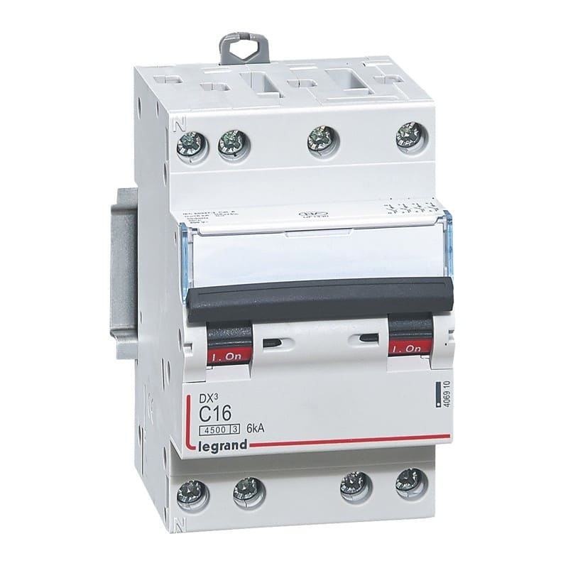 Legrand - Disjoncteur DX34500 6kA bornes à vis 4P 400V~ 16A courbe C - 3 modules