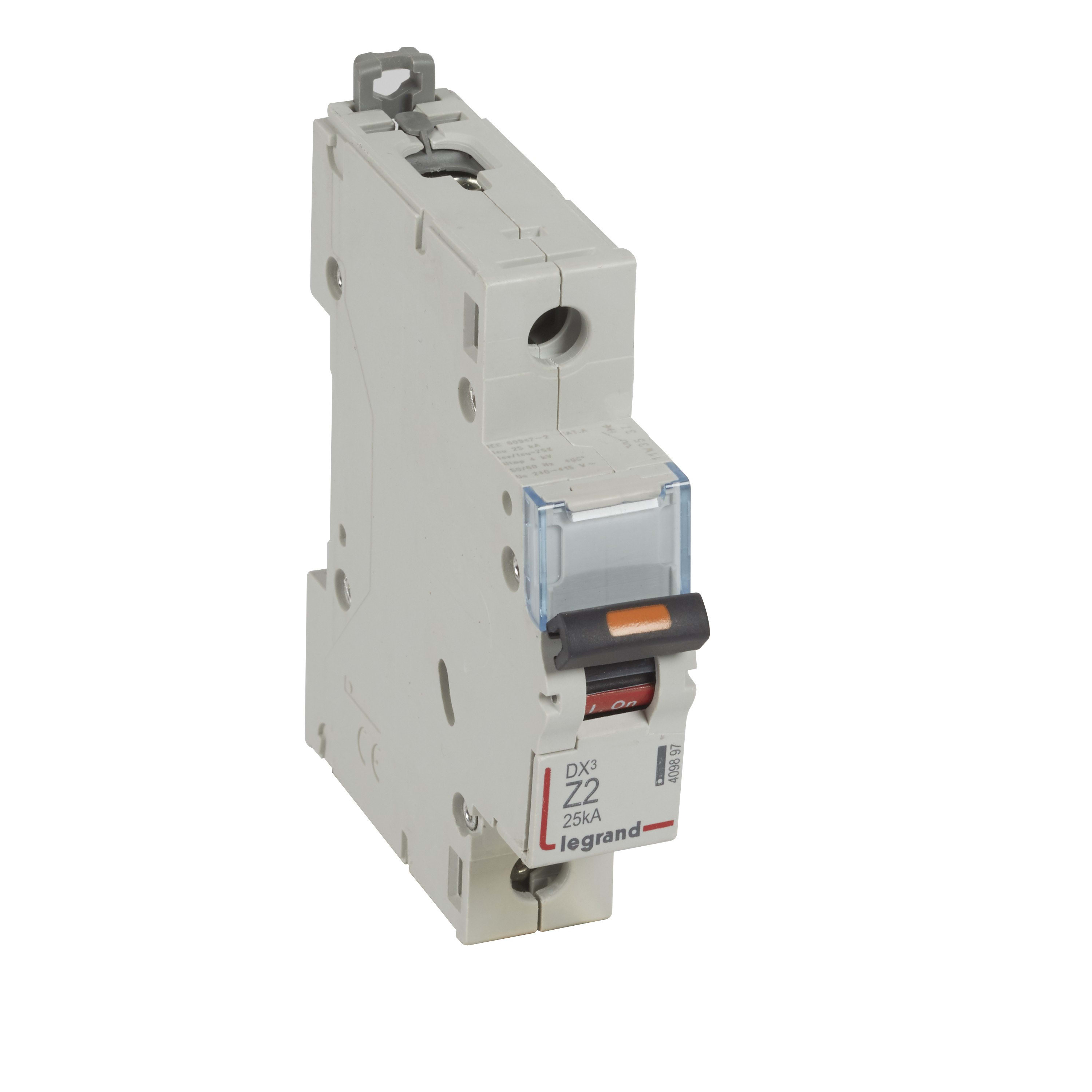 Legrand - Disjoncteur DX3 25kA arrivée haute/départ bas vis 1P 2A - courbe Z - 1 mod
