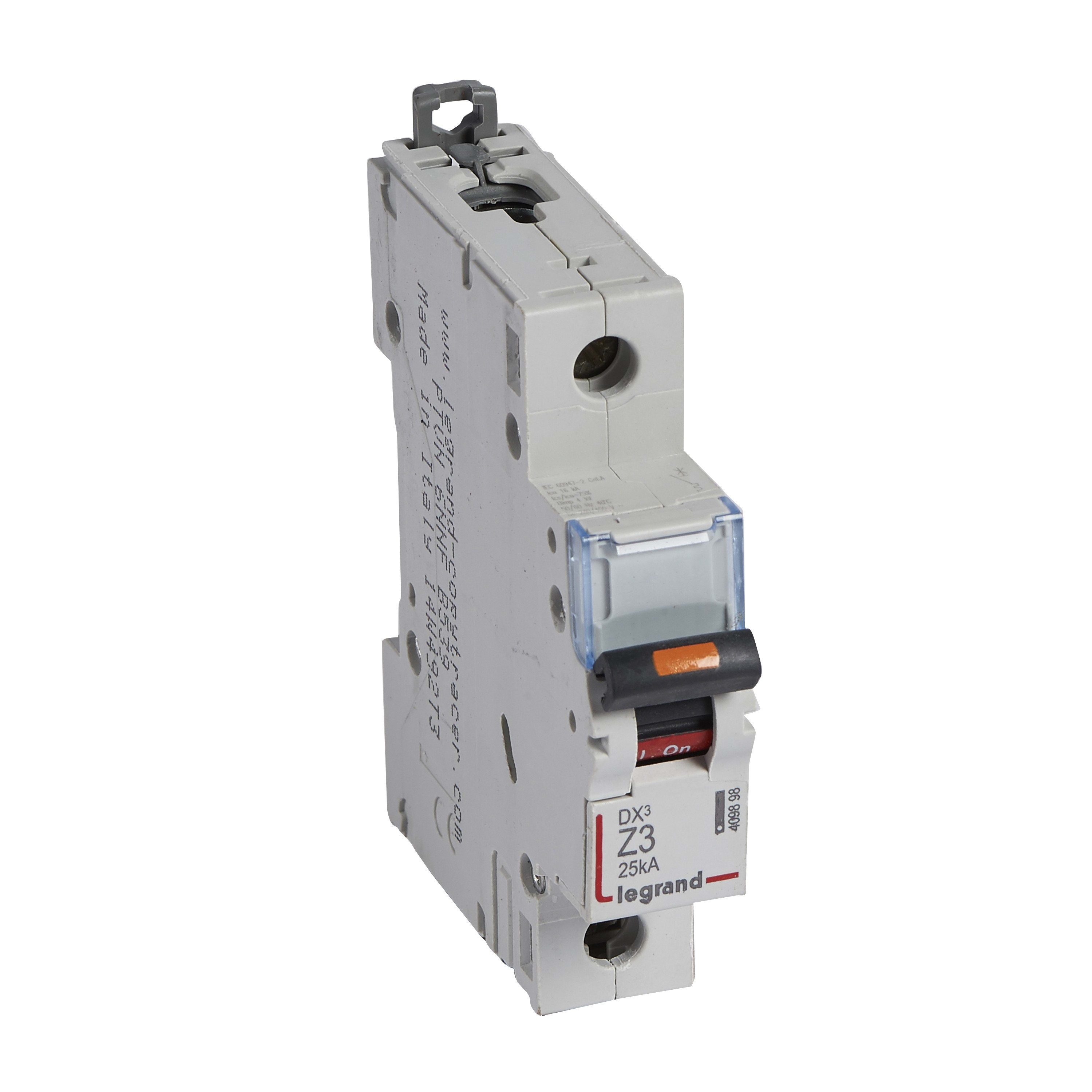 Legrand - Disjoncteur DX3 25kA arrivée haute/départ bas vis 1P 3A - courbe Z - 1 mod