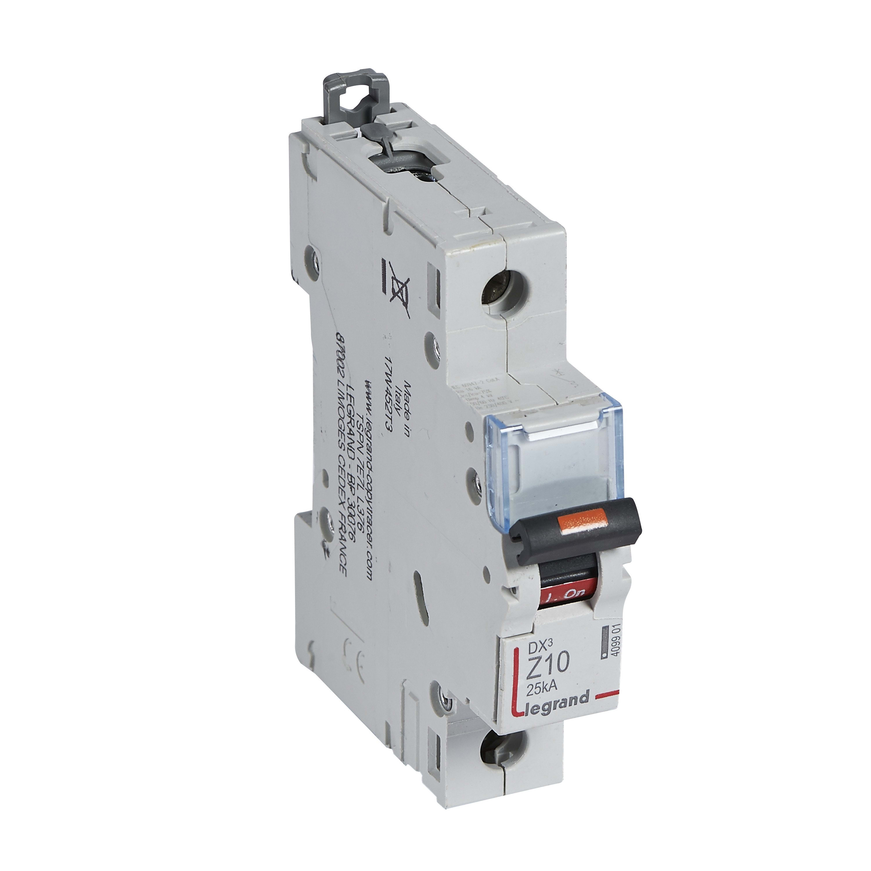 Legrand - Disjoncteur DX3 25kA arrivée haute/départ bas à vis 10A - courbe Z - 1 module