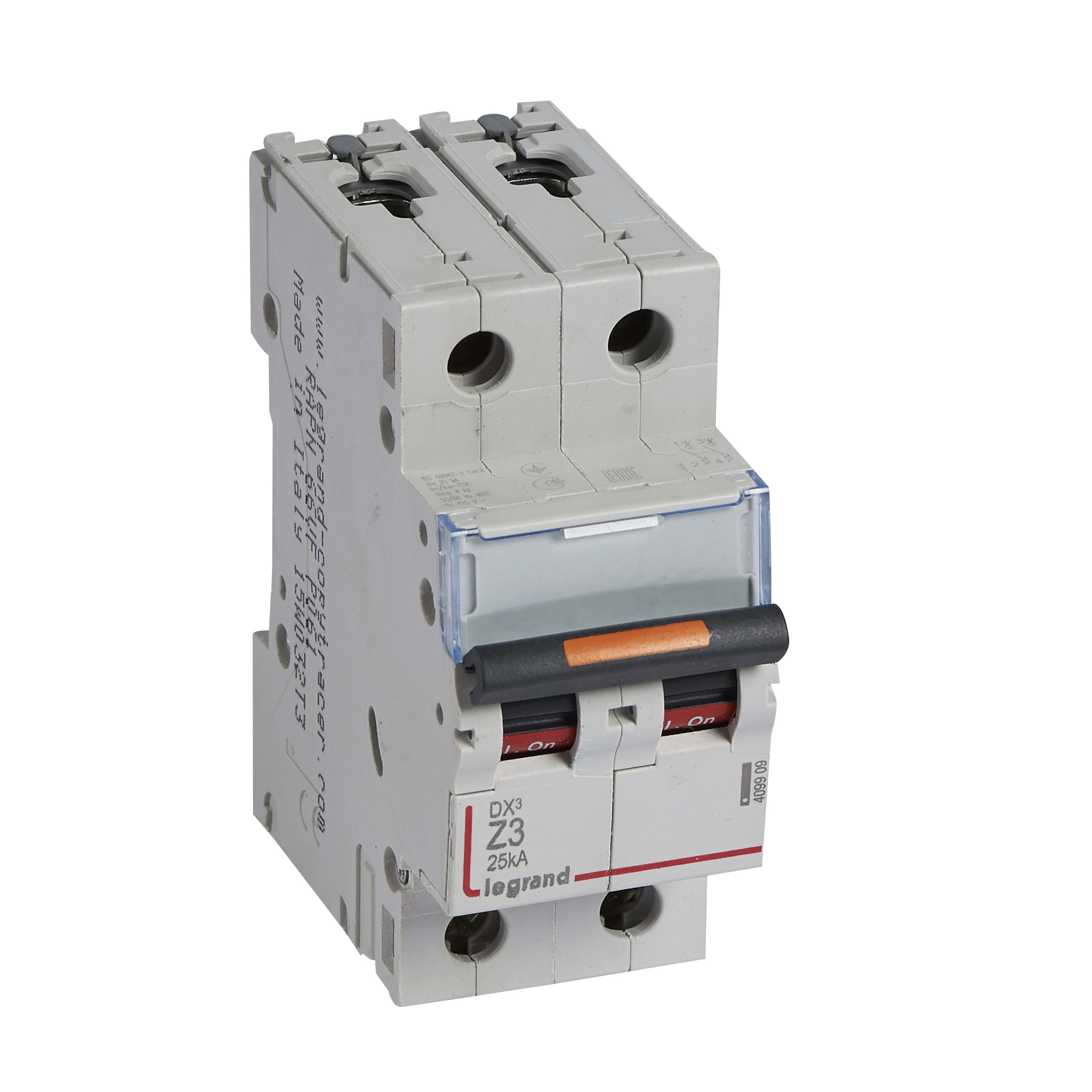 Legrand - Disjoncteur DX3 25kA arrivée haute/départ bas vis 2P 3A - courbe Z - 2 mod