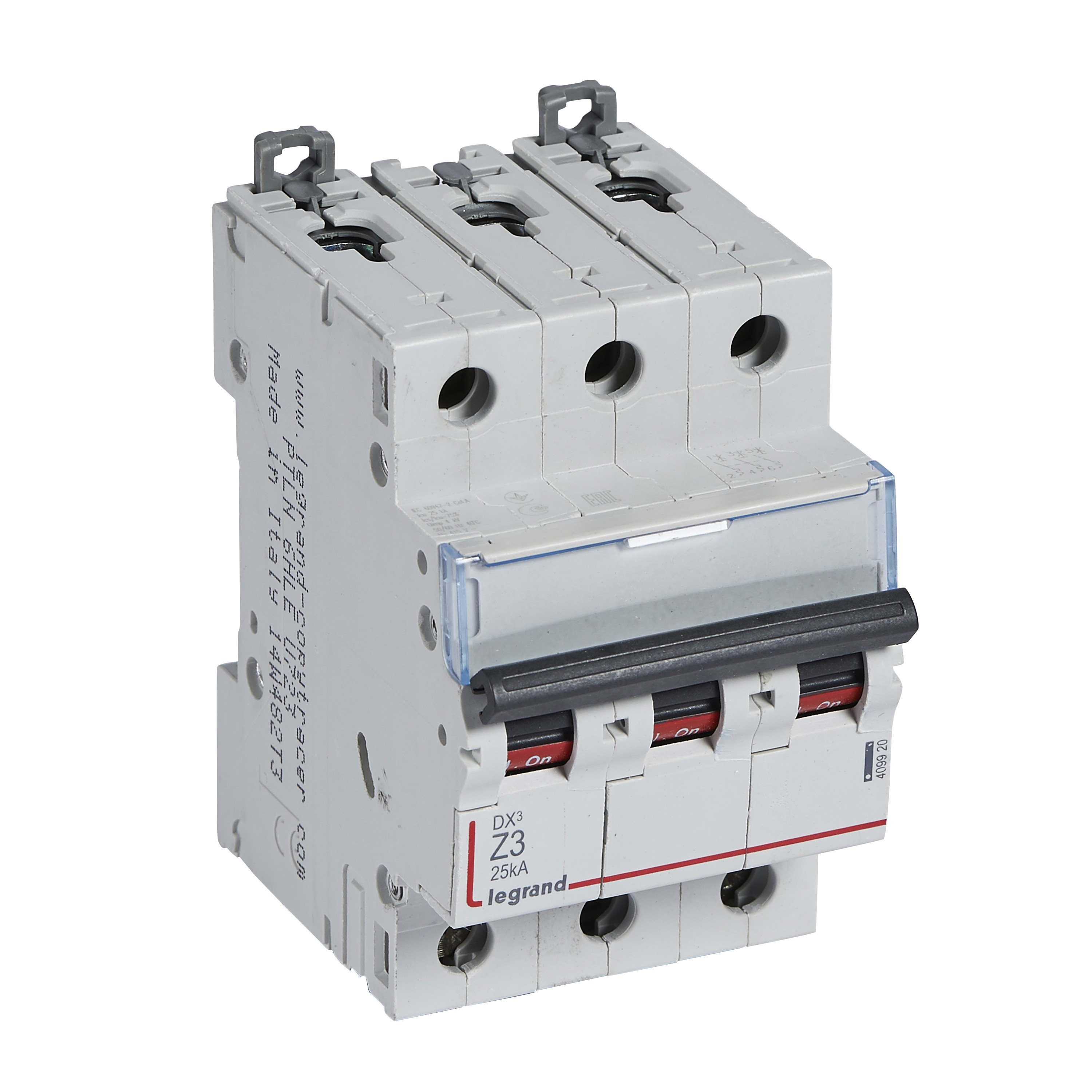 Legrand - Disjoncteur DX3 25kA arrivée haute/départ bas vis 3P 3A - courbe Z - 3 mod