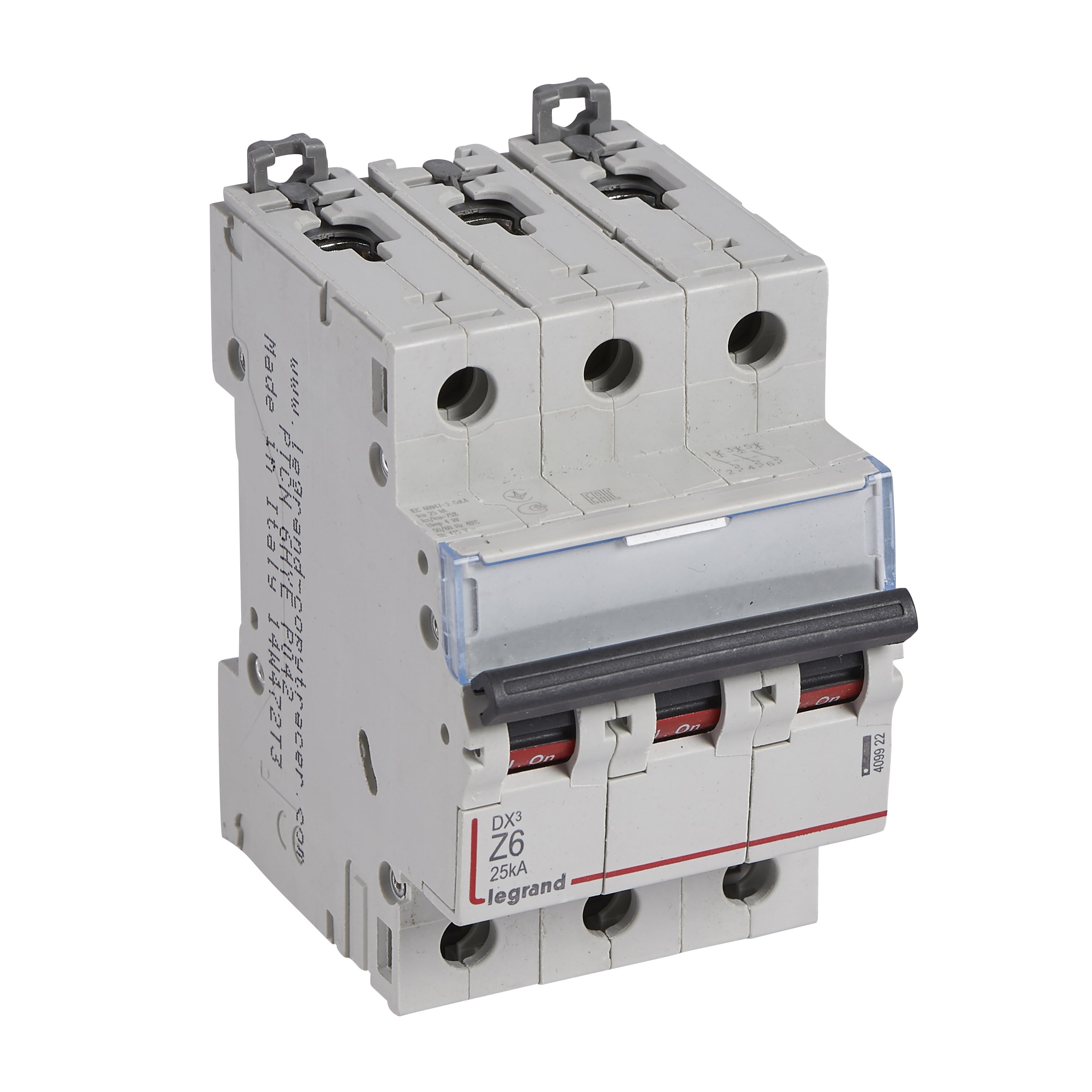 Legrand - Disjoncteur DX3 25kA arrivée haute/départ bas vis 3P 6A - courbe Z - 3 mod