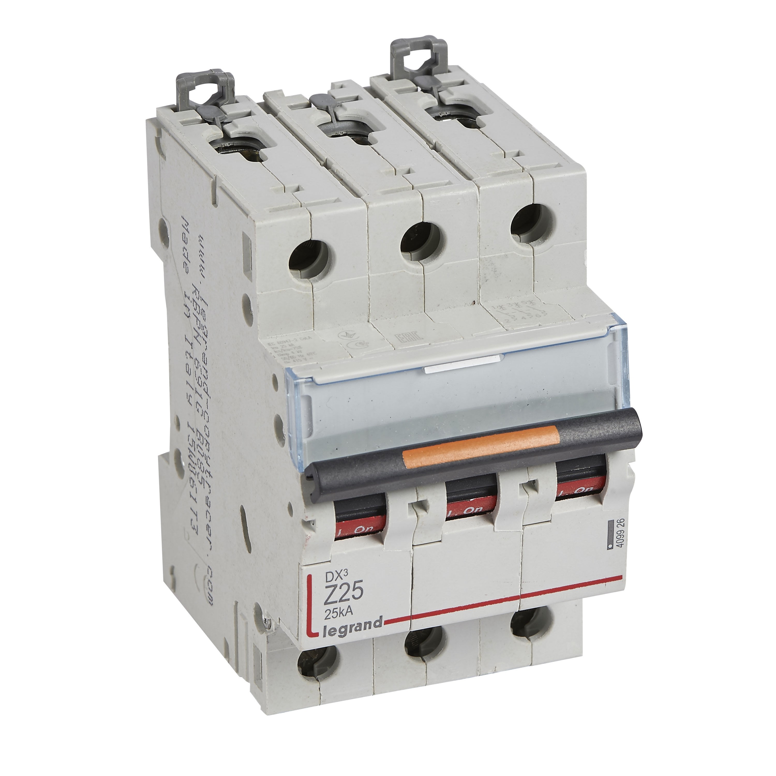 Legrand - Disjoncteur DX3 25kA arrivée haute/départ bas vis 3P 25A - courbe Z - 3 mod