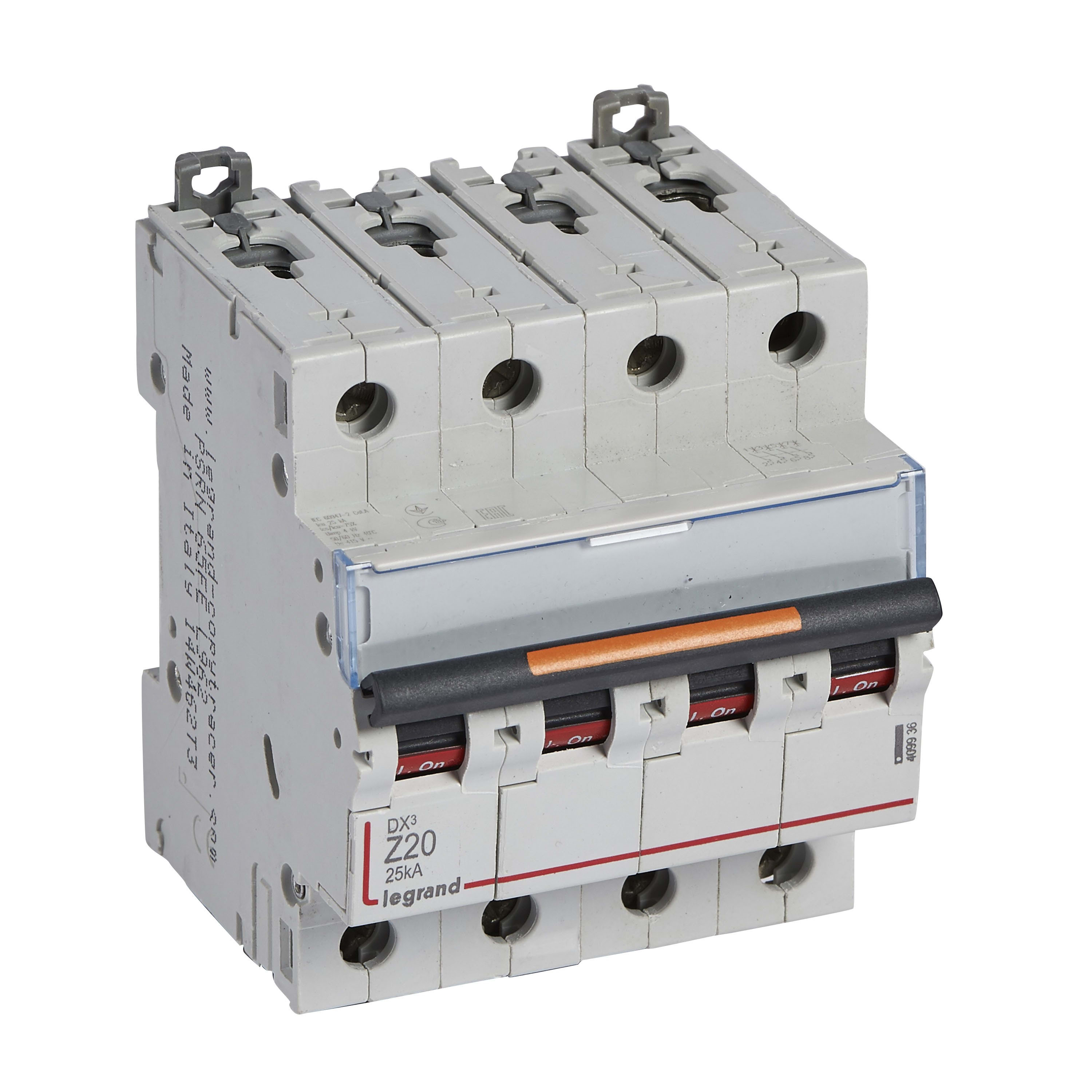 Legrand - Disjoncteur DX3 25kA arrivée haute/départ bas vis 4P 20A - courbe Z - 4 mod