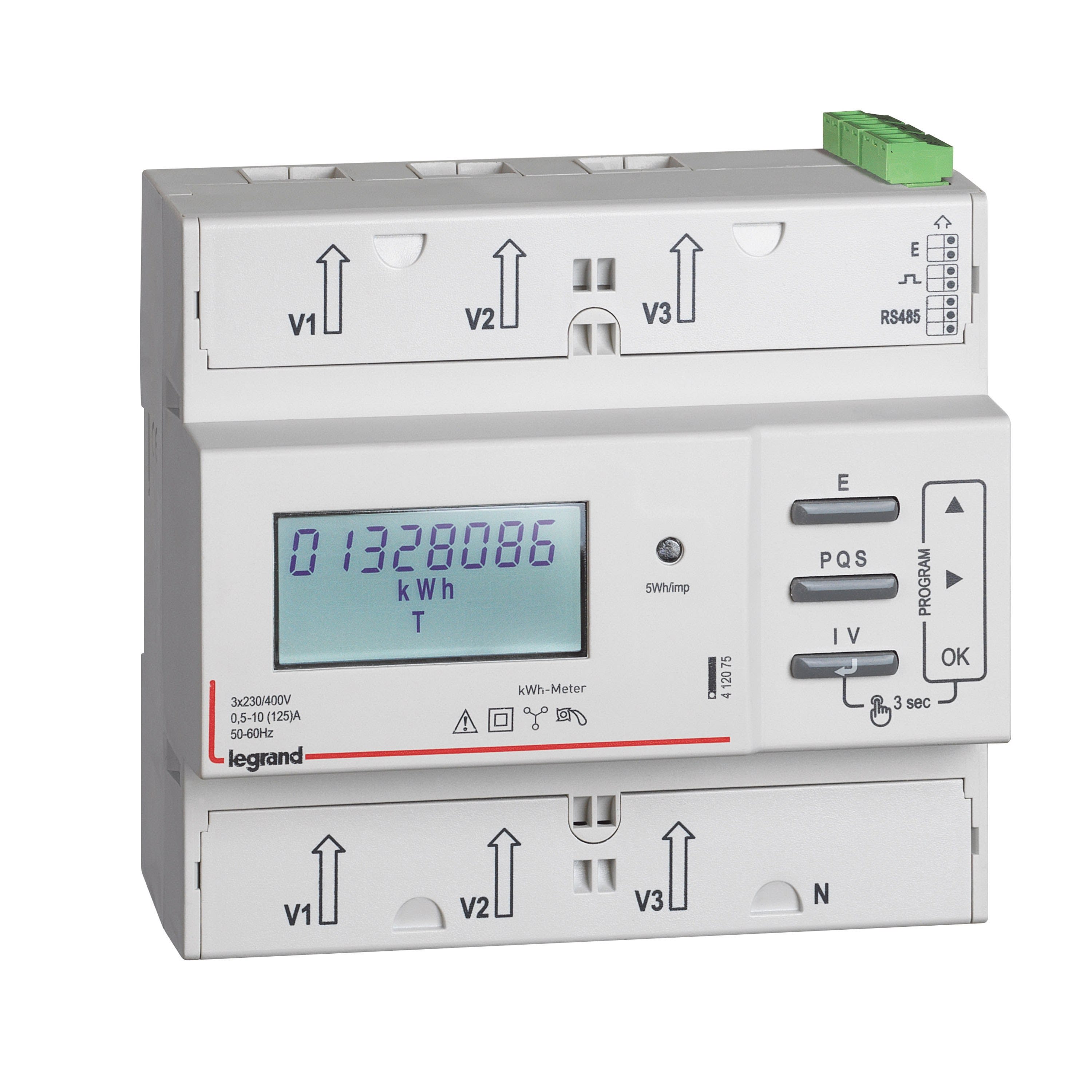 Legrand - Compteur triphasé EMDX3 - MID - raccordement direct 125 A - 6 modules