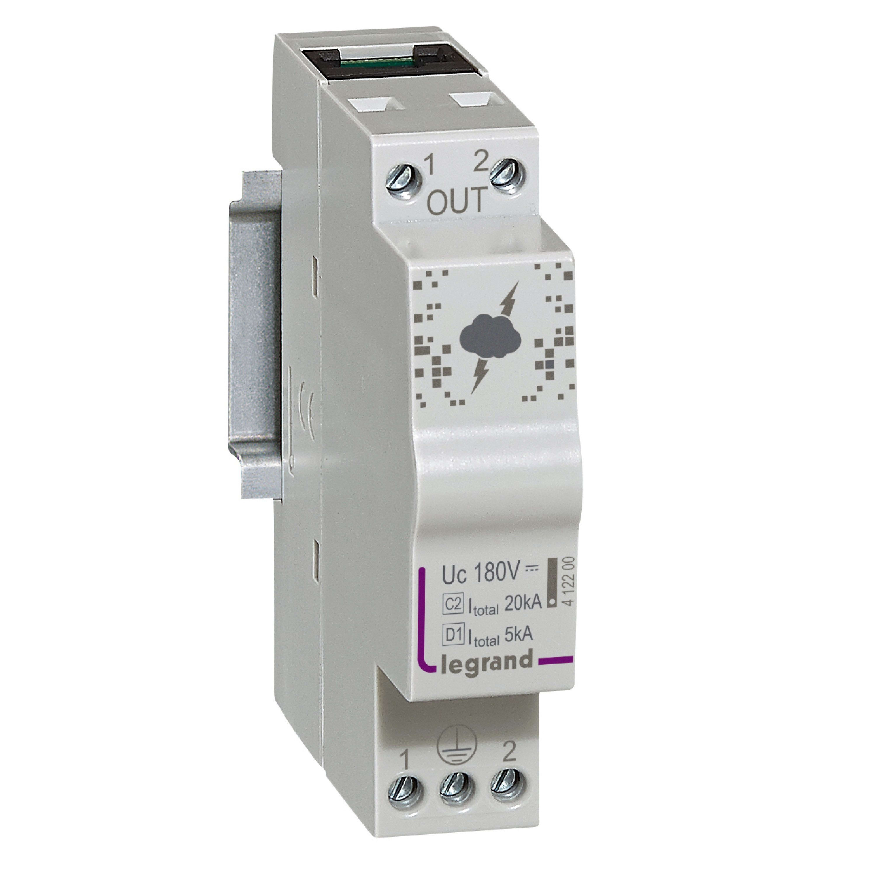 Legrand - Parafoudre pour ligne téléphonique/ligne de communication 10 à 20kA -1 module