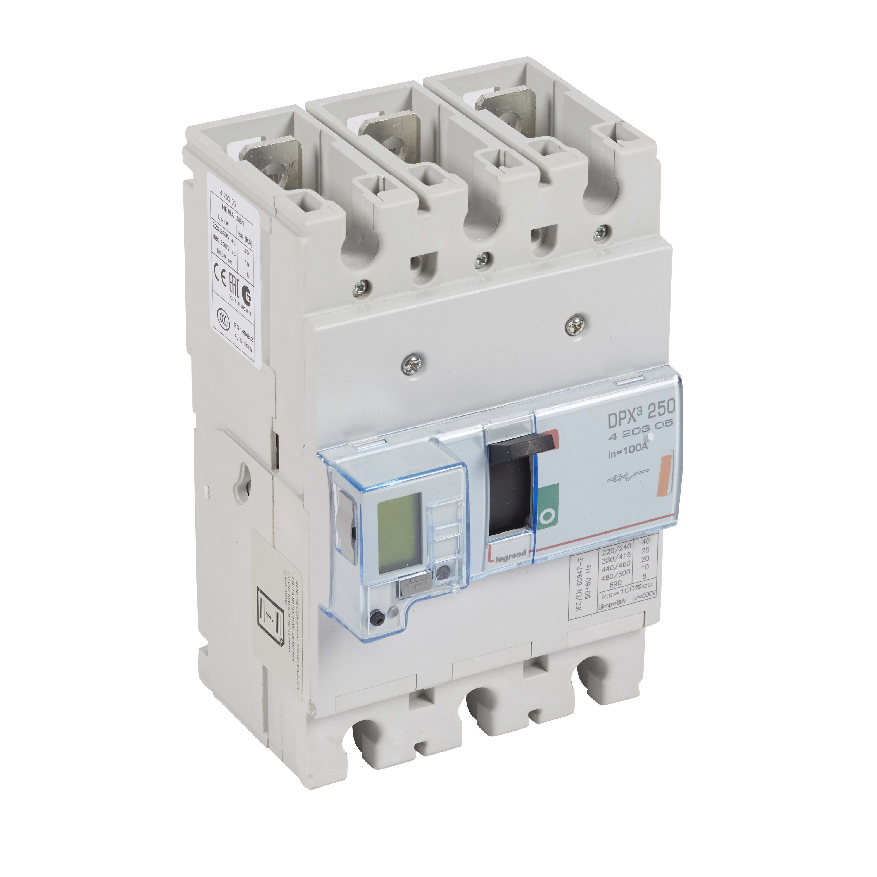 Legrand - Disjoncteur électronique DPX3250 pouvoir de coupure 25kA 400V~ - 3P - 100A