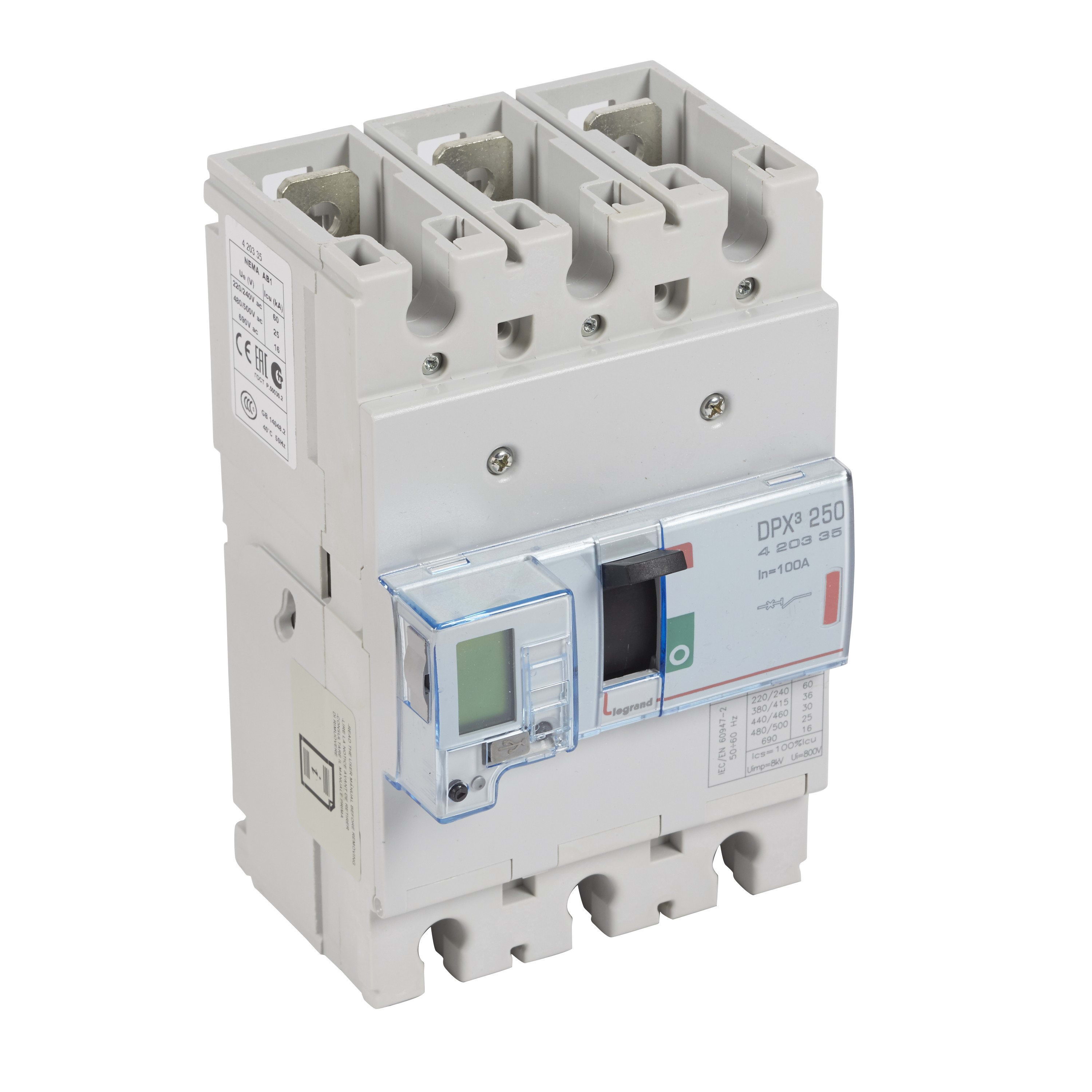 Legrand - Disjoncteur électronique DPX3250 pouvoir de coupure 36kA 400V~ - 3P - 100A
