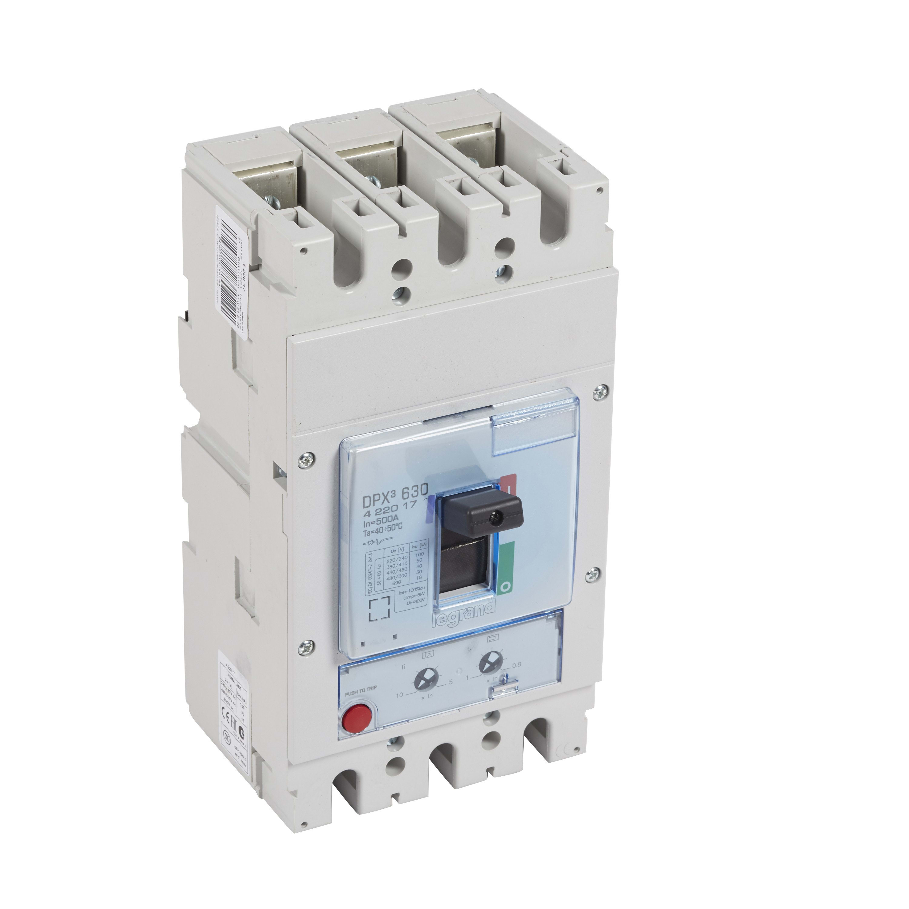 Legrand - Disjoncteur magnétothermique DPX3630 pouvoir de coupure 50kA 400V~ - 3P - 500A