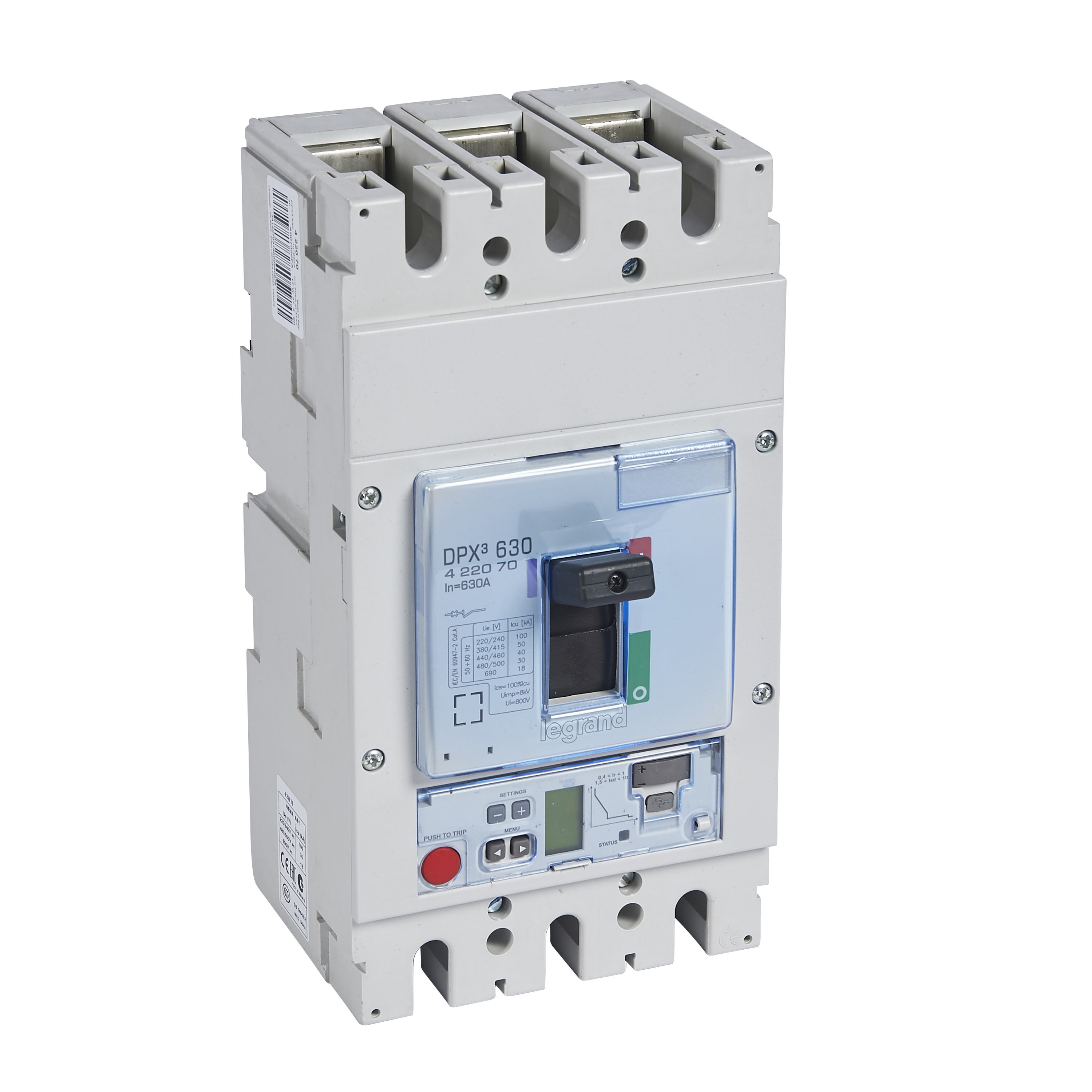 Legrand - Disjoncteur électronique S2 DPX3630 pouvoir de coupure 50kA 400V~ - 3P - 630A