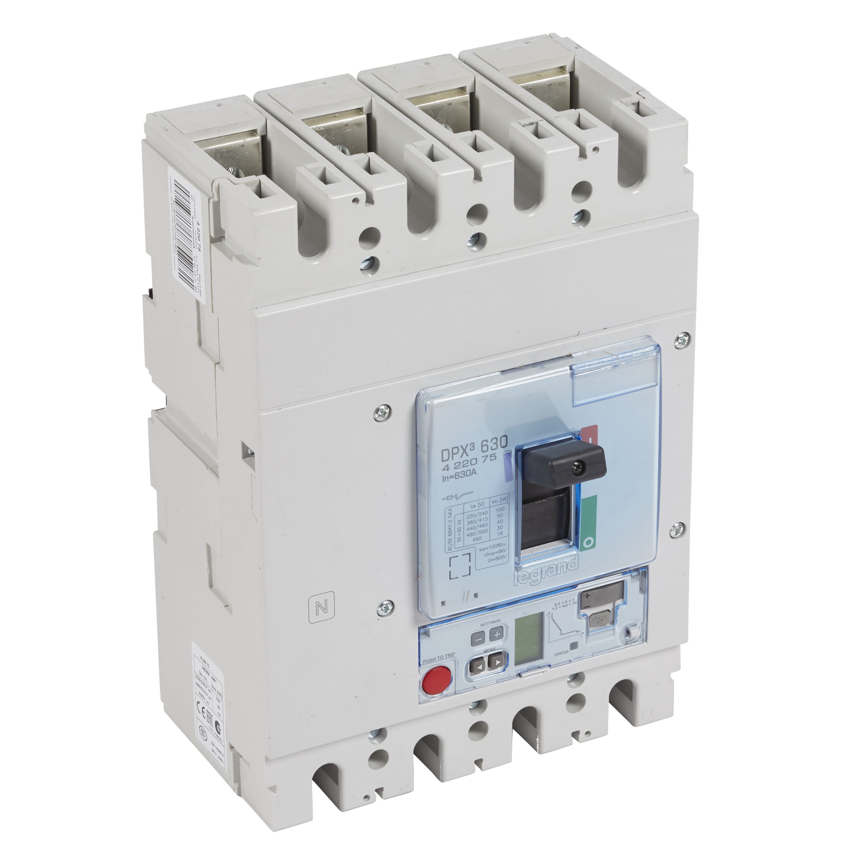 Legrand - Disjoncteur électronique S2 DPX3630 pouvoir de coupure 50kA 400V~ - 4P - 630A
