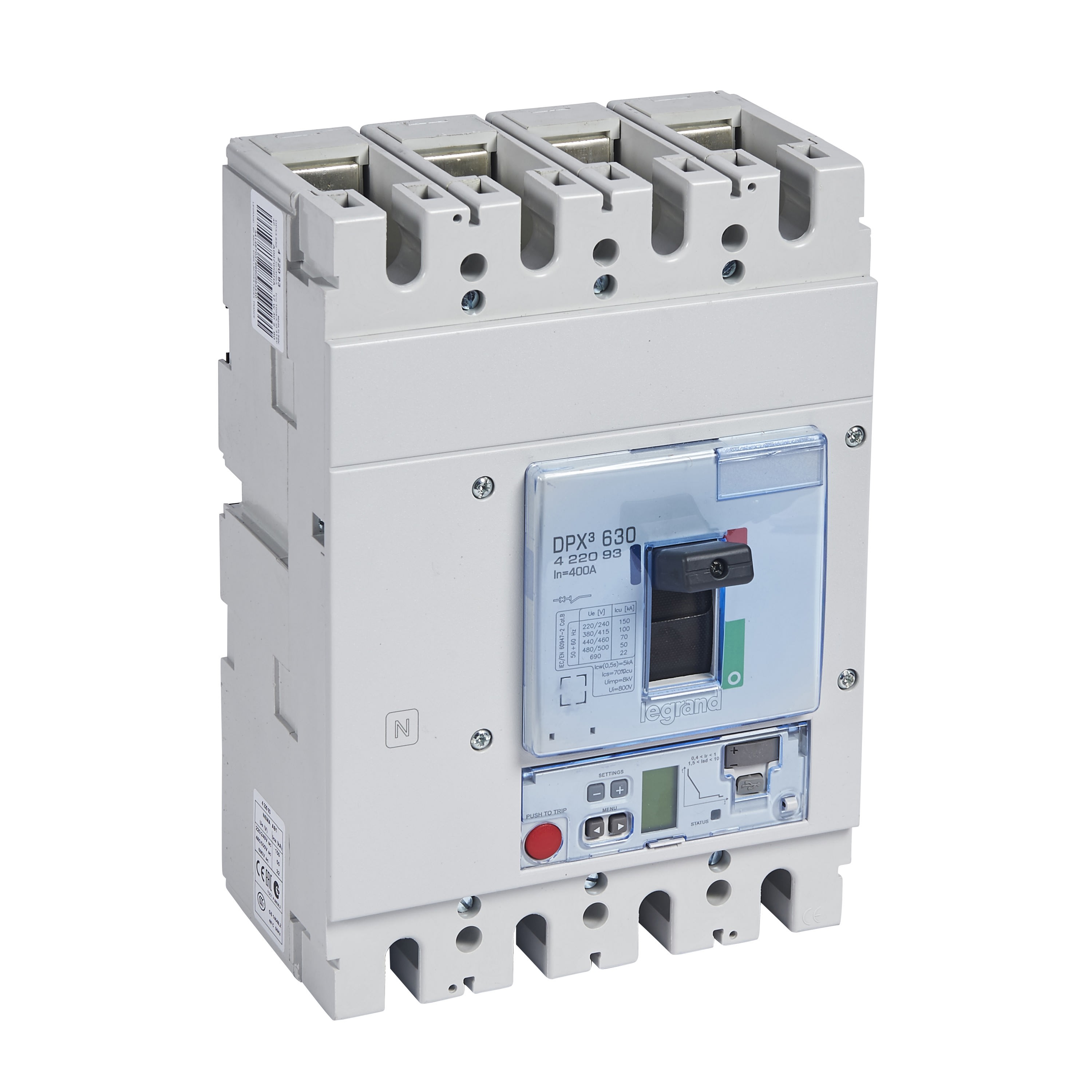 Legrand - Disjoncteur électronique S2 DPX3630 pouvoir de coupure 100kA 400V~ - 4P - 400A