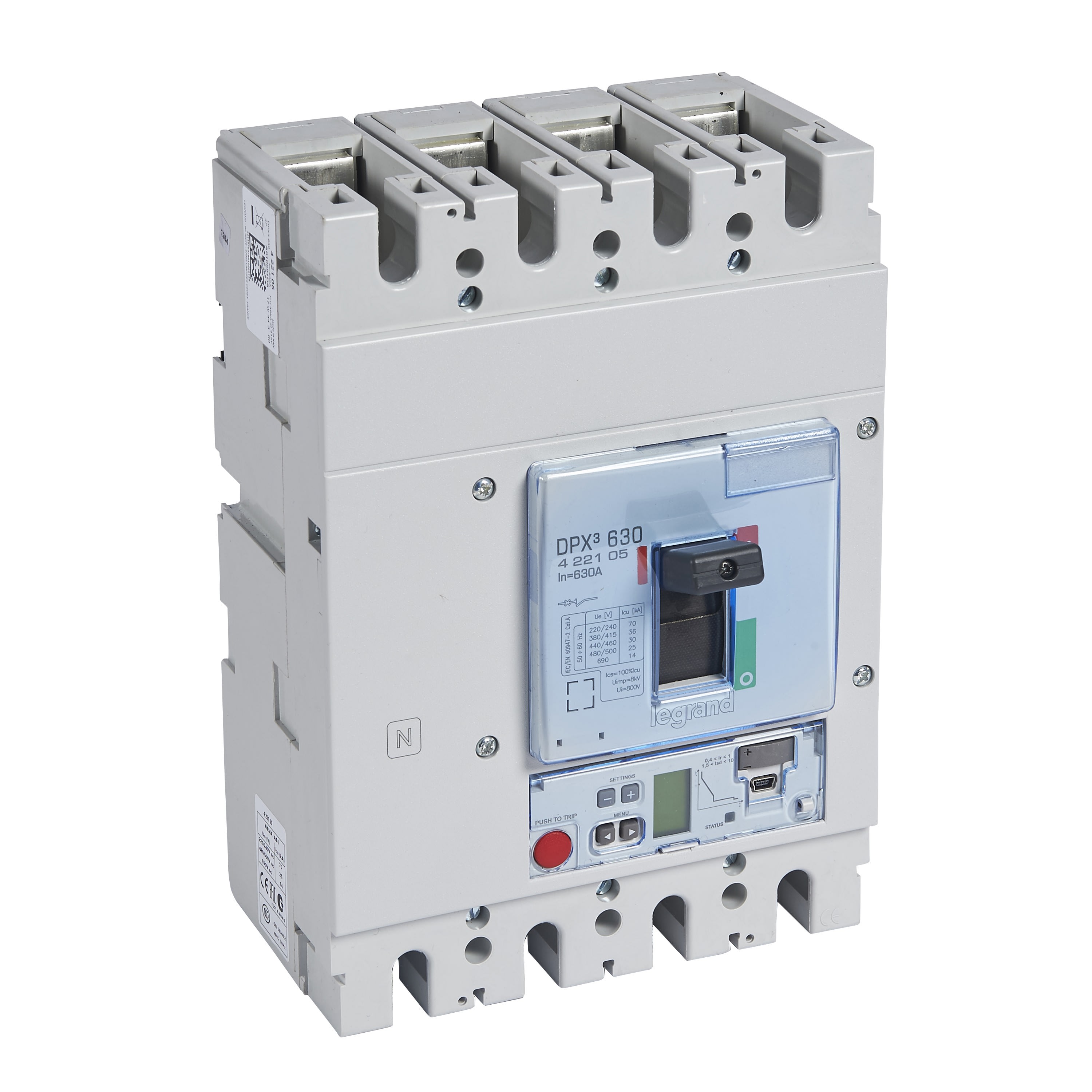 Legrand - Disjoncteur électronique S2 - unité de mesure DPX3630 Icu 36kA 400V~ - 4P 630A