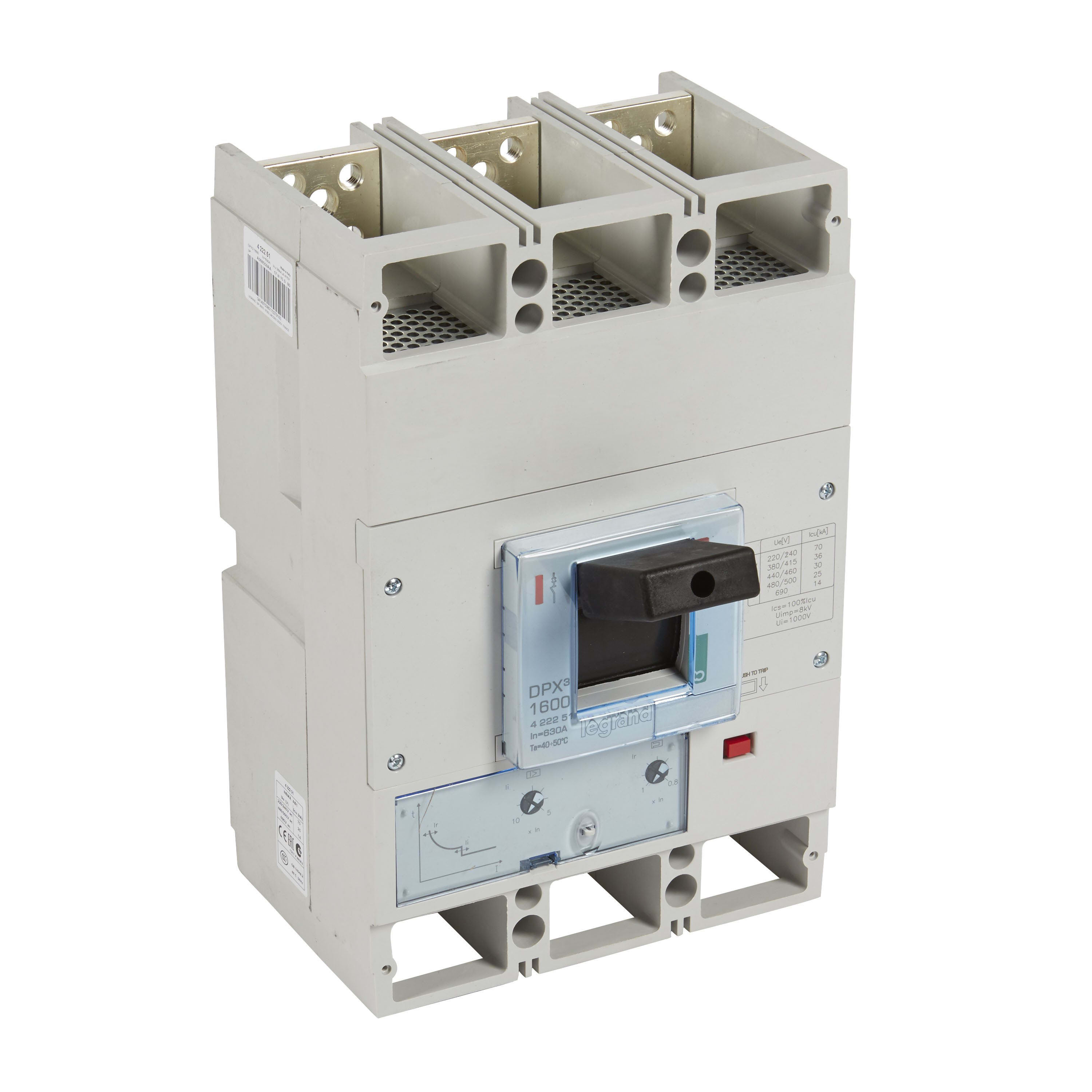 Legrand - Disjoncteur magnétothermique DPX31600 pouvoir de coupure 36kA 400V~ - 3P - 630A