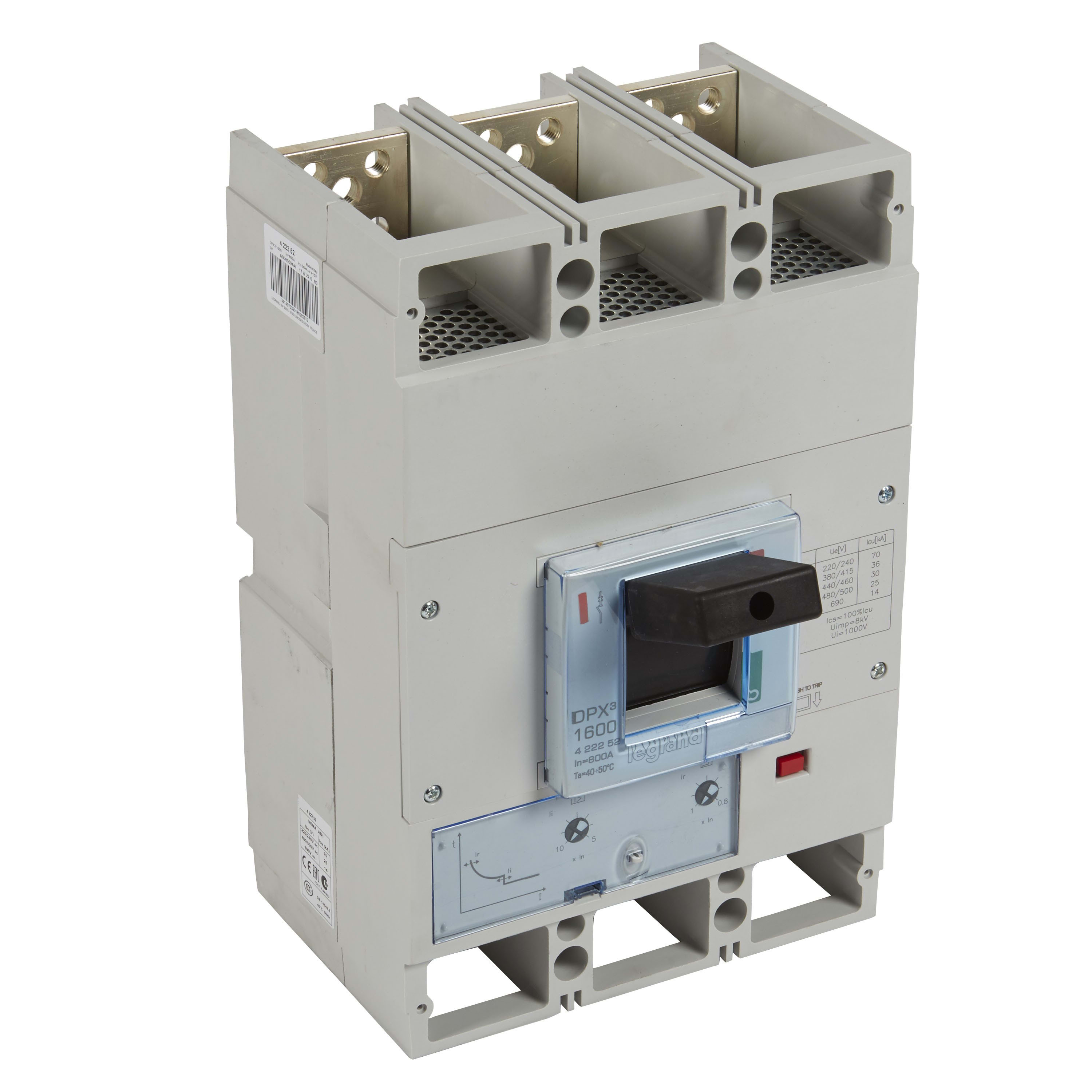 Legrand - Disjoncteur magnétothermique DPX31600 pouvoir de coupure 36kA 400V~ - 3P - 800A