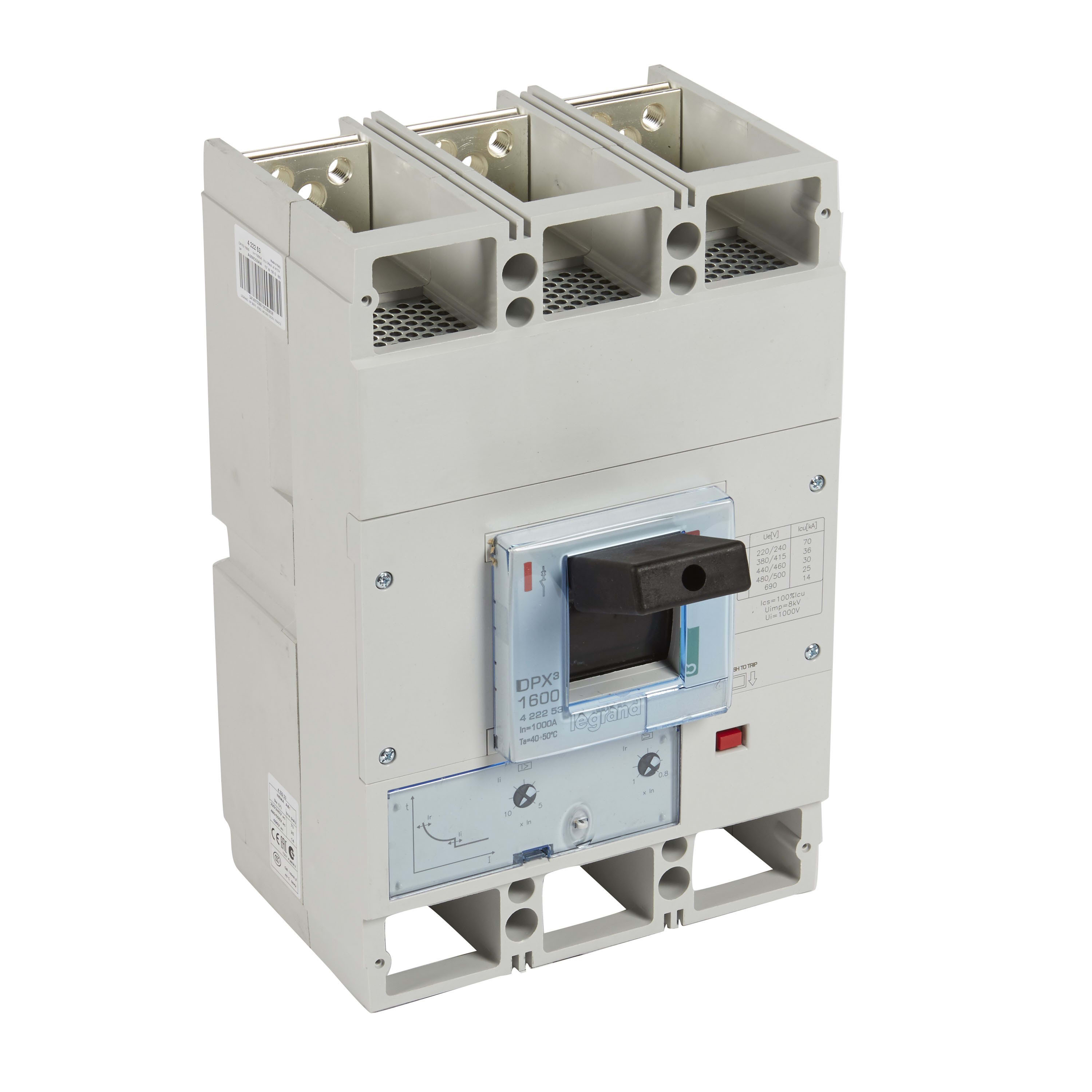 Legrand - Disjoncteur magnétothermique DPX31600 pouvoir de coupure 36kA 400V~ - 3P - 1000A