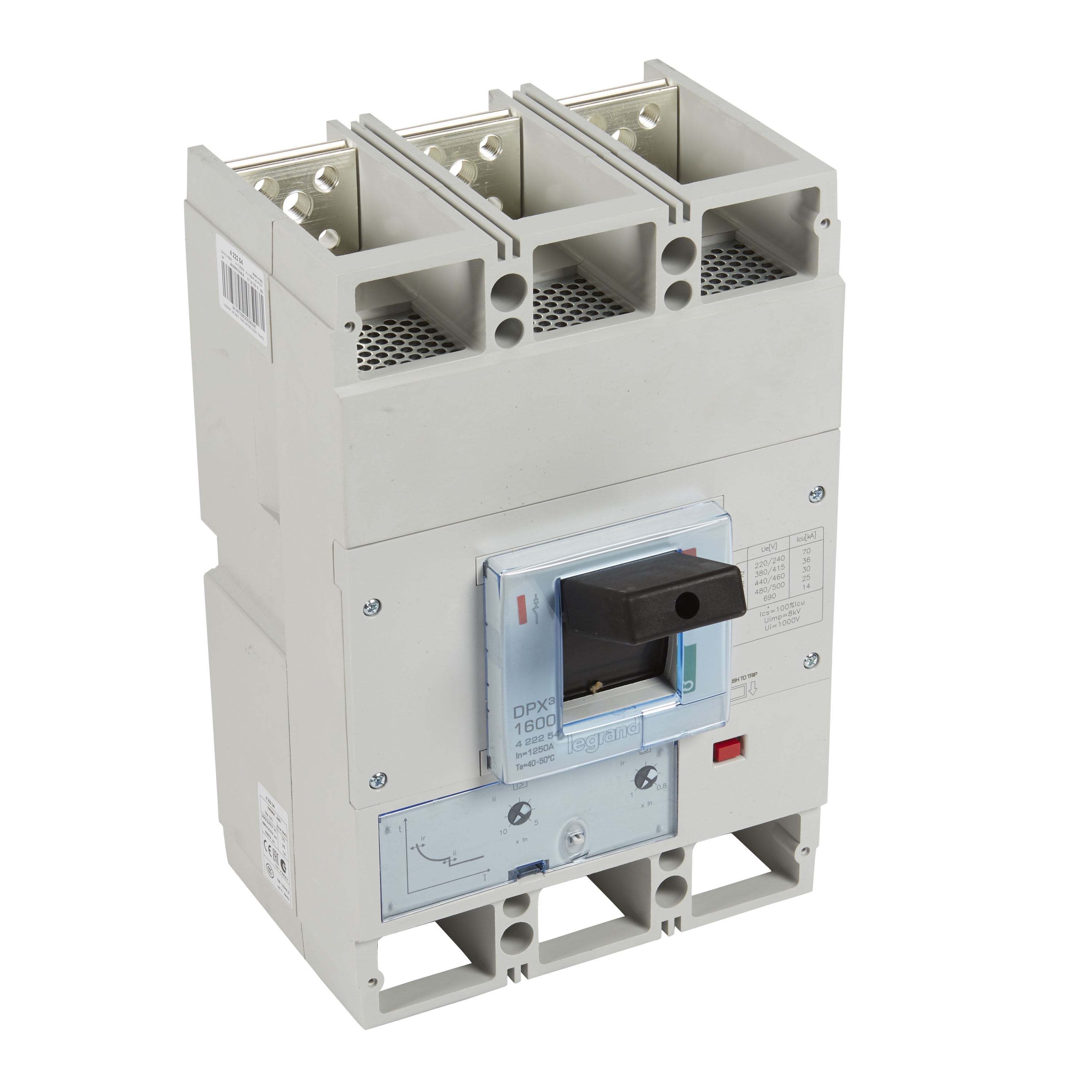 Legrand - Disjoncteur magnétothermique DPX31600 pouvoir de coupure 36kA 400V~ - 3P - 1250A
